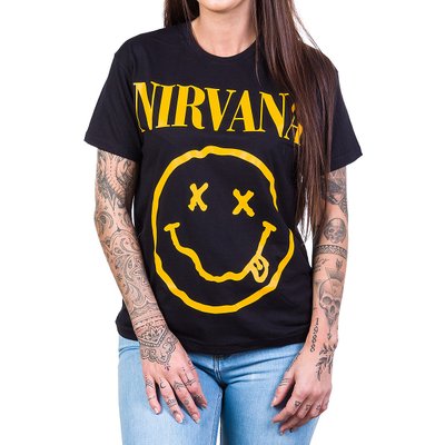 Camiseta Nirvana Smiley Feminina Gola c/ Elastano
