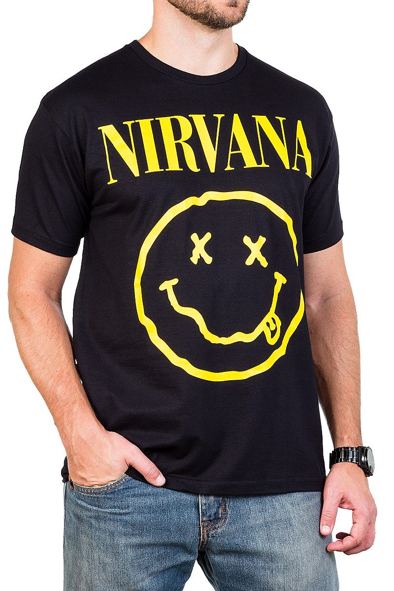 Camiseta Nirvana Smiley Masculina Gola c/ Elastano162 1