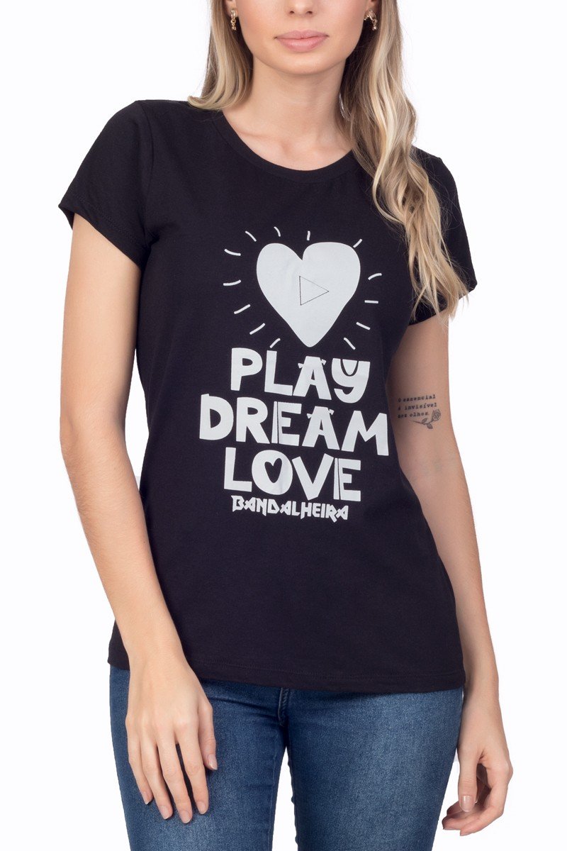 Only Play Sweet - Preto - T-shirt Ginásio Mulher