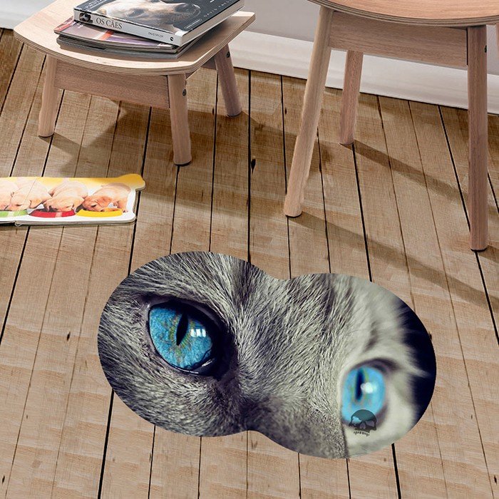 tpo 002 tapete para pet oval gato cinza olho azul emborrachado 1