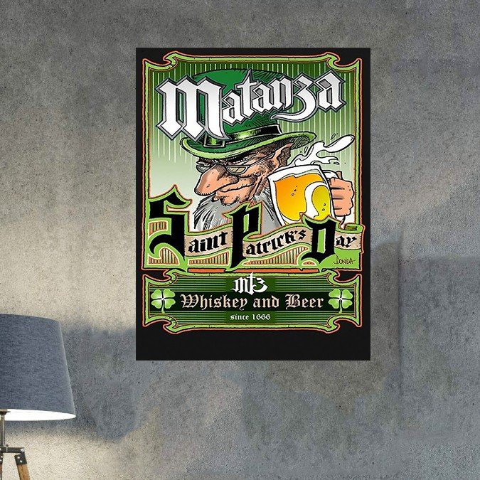 plc 0060 placa decorativa matanza saint pateick s day wisskey and beer 2