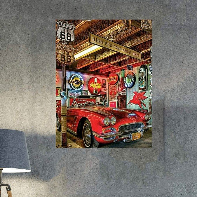plc 0481 placa decorativa carro antigo garagem com placas 1