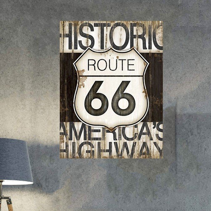 plc 0498 placa decorativa historio route 66 americas highway 1