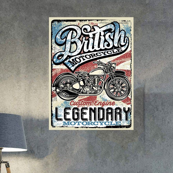 plc 0519 placa decorativa british motorcycle legendary 1