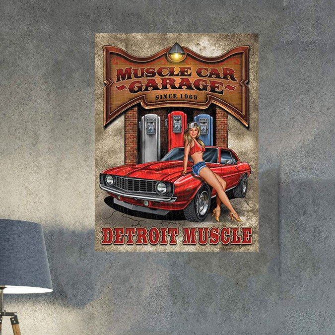 plc 0574 placa decorativa muscle car garage detroit muscle 1