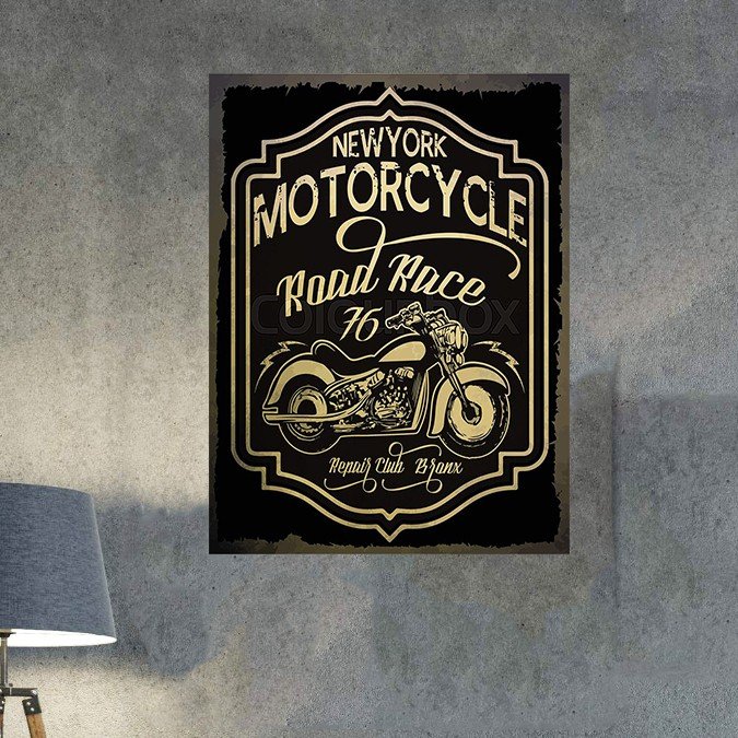 plc 0583 placa decorativa new york motercycle 1