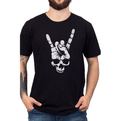 Camiseta Caveira Mão Rock'n Roll - UNISSEX