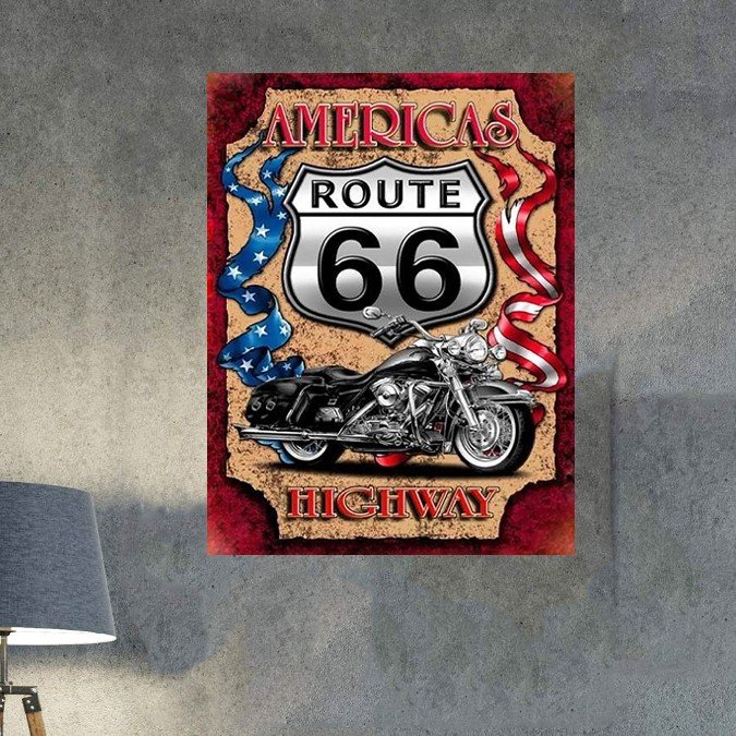plc 0489 placa decorativa americana highway route 66