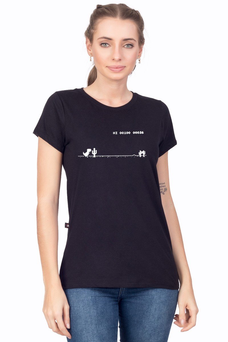 T-shirt Feminina Jogo Dinossauro Google 100% Algodão