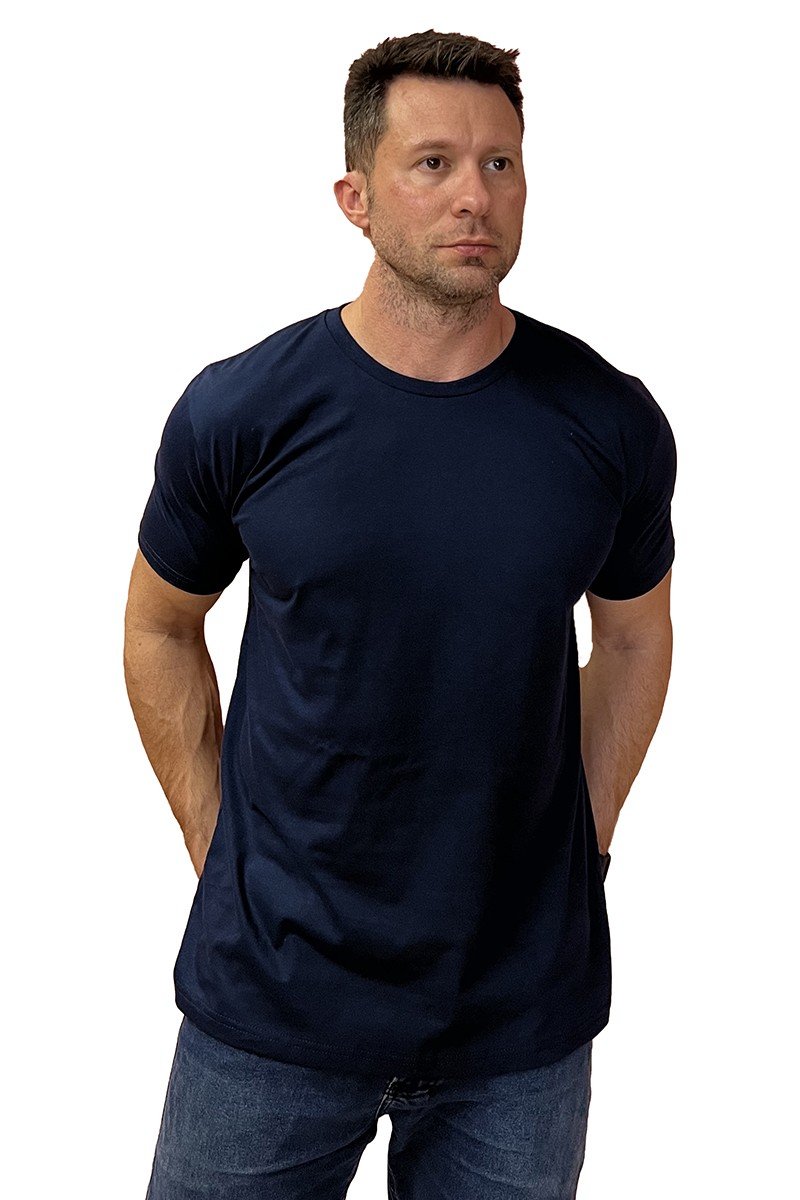 Camiseta Lisa Azul Marinho Básica Unissex 100% Algodão